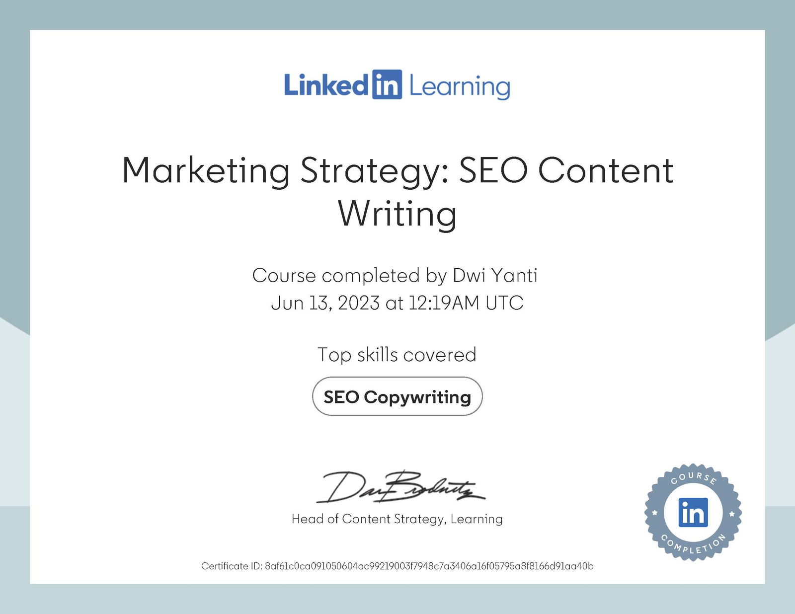 Dwi Yanti Certificate Marketing Strategy SEO Content Writing