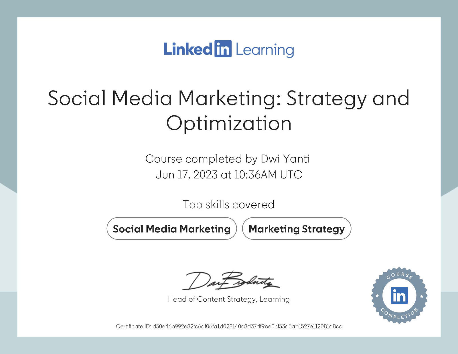Social Media Marketing: Strategy and Optimization and How It Strengthens My SEO Work — Dwi Yanti Certification